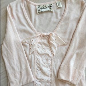 Ballerina pink feminine Anthropologie sweater Size Medium 3/4 sleeved